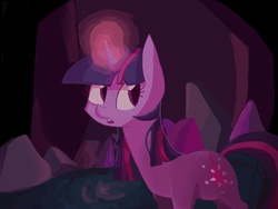 Size: 2048x1536 | Tagged: safe, artist:berryden, twilight sparkle, pony, unicorn, a canterlot wedding, g4, cave, female, magic, solo, unicorn twilight