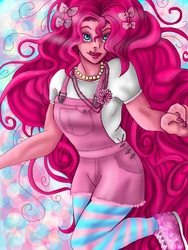 Size: 768x1024 | Tagged: safe, artist:kkbatoretto, pinkie pie, human, anthro, g4, female, human facial structure, humanized, nail polish, pony coloring, solo