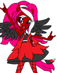 Size: 503x651 | Tagged: safe, artist:churchgirl77, oc, oc only, equestria girls, g4, my little pony equestria girls: rainbow rocks, devil horn (gesture), equestria girls-ified, moon garnet, red and black oc, solo