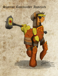 Size: 786x1017 | Tagged: safe, artist:imperial32, applejack, equestria divided, g4, armor, female, hammer, solo