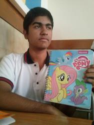 Size: 720x960 | Tagged: safe, fluttershy, rainbow dash, spike, human, g4, brony, irl, irl human, notebook, photo