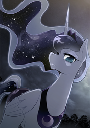 Size: 600x850 | Tagged: safe, artist:yukina-namagaki, princess luna, g4, female, night, solo