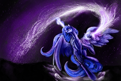 Size: 3000x2000 | Tagged: safe, artist:silfoe, princess luna, g4, female, magic, solo, stars