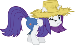 Size: 1650x988 | Tagged: safe, artist:jeatz-axl, rarity, pony, g4, simple ways, alternate hairstyle, clothes, female, hat, rarihick, scratching, simple background, solo, svg, tail, tail hole, transparent background, vector