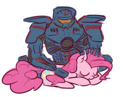 Size: 1280x1001 | Tagged: safe, artist:nobody, pinkie pie, g4, brushing, crossover, gipsy danger, jaeger, mech, pacific rim