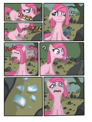 Size: 1745x2321 | Tagged: safe, artist:nayolfa, pinkie pie, comic:clean up on smile five, g4, cavity, comic, derp, dizzy, filly, pinkamena diane pie