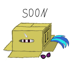 Size: 505x466 | Tagged: safe, artist:synch-anon, dj pon-3, vinyl scratch, g4, ambiguous gender, box, solo, soon