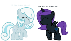 Size: 1024x596 | Tagged: safe, artist:luni-loves, oc, oc only, oc:nyx, oc:snowdrop, alicorn, pony, alicorn oc, filly, snownyx