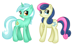 Size: 2560x1600 | Tagged: safe, artist:luciekj, bon bon, lyra heartstrings, sweetie drops, earth pony, pony, unicorn, g4, duo, female, mare, simple background, transparent background