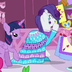 Size: 600x600 | Tagged: safe, screencap, rarity, twilight sparkle, alicorn, pony, unicorn, g4, simple ways, animated, bipedal, clothes, cute, dancing, dress, duo, eyes closed, female, happy, mare, open mouth, raised hoof, raribetes, scratching, smiling, spinning, twiabetes, twilight sparkle (alicorn)