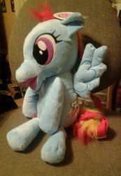 Size: 432x624 | Tagged: safe, rainbow dash, g4, abomination, backpack, deformity, irl, merchandise, nightmare fuel, photo, plushie