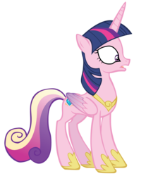 Size: 2024x2444 | Tagged: safe, artist:fluttershyelsa, princess cadance, twilight sparkle, alicorn, pony, g4, alternate hairstyle, concave belly, female, mane swap, mare, simple background, slender, solo, thin, transparent background, twilight sparkle (alicorn), vector