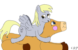 Size: 1400x900 | Tagged: safe, artist:cdj, derpy hooves, pegasus, pony, g4, female, inflatable, mare