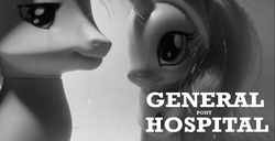 Size: 1363x696 | Tagged: safe, screencap, princess cadance, shining armor, g4, black and white, brushable, frozen, general hospital, grayscale, soap opera, toy