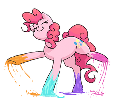 Size: 704x576 | Tagged: safe, artist:idrawweeklypony, pinkie pie, g4, female, hoof painting, messy, paint, paint on fur, solo