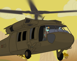 Size: 1488x1179 | Tagged: safe, artist:totallynotabronyfim, lightning dust, g4, army, clothes, flight suit, helicopter, helmet, uh-60