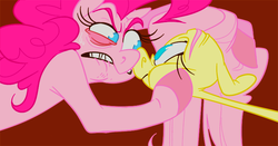 Size: 800x420 | Tagged: safe, artist:frostadflakes, fluttershy, pinkie pie, g4, angry, hooves