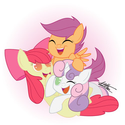Size: 1000x1000 | Tagged: safe, artist:thedeseasedcow, apple bloom, scootaloo, sweetie belle, g4, cutie mark crusaders