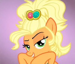 Size: 500x432 | Tagged: safe, screencap, applejack, earth pony, pony, g4, simple ways, applejack is best facemaker, applejewel, fancyjack, female, looking at you, solo, sultry pose