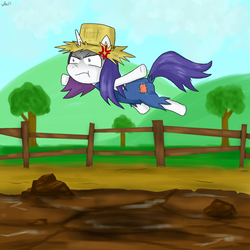 Size: 1750x1750 | Tagged: safe, artist:mlj-lucarias, rarity, g4, simple ways, angry, clothes, cross-popping veins, female, mud, rarihick, rarity loves mud, scene parody, scrunchy face, solo, tail, tail hole