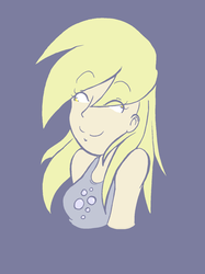 Size: 900x1202 | Tagged: safe, artist:cuddlesandhuggles, derpy hooves, human, g4, clothes, female, humanized, light skin, smiling, solo, tank top