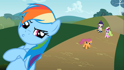 Size: 1366x768 | Tagged: safe, screencap, bon bon, daisy, flower wishes, rainbow dash, scootaloo, sweetie drops, g4, the mysterious mare do well