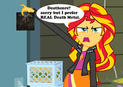 Size: 1016x720 | Tagged: safe, sunset shimmer, equestria girls, g4, background pony strikes again, death metal, deathcore, exploitable meme, meme, metal, metal elitism, mouthpiece, op is a duck, op is trying to start shit, sunset is disgusted, whitechapel