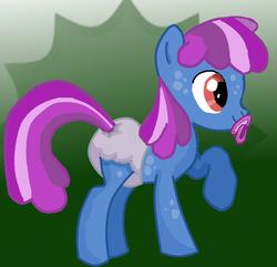 Size: 513x495 | Tagged: safe, artist:toddlergirl, oc, oc only, oc:speckle, pony, baby, baby pony, diaper, foal, pacifier, solo