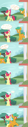 Size: 1200x5400 | Tagged: safe, artist:kryptchild, apple bloom, snails, ask glitter shell, g4, blushing, comic, cutie mark, glitter shell, ponyville schoolhouse, saddle bag, school, smirk, speech bubble, tsunails, tsundere, tumblr, walking