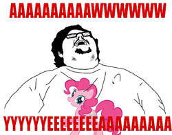 Size: 580x456 | Tagged: safe, pinkie pie, g4, aw yeah, brony, euphoric, fat, meme, neckbeard, rage face, reaction image, stock vector