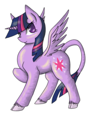 Size: 421x547 | Tagged: safe, artist:seahorse130, twilight sparkle, alicorn, classical unicorn, pony, g4, cloven hooves, female, horn, leonine tail, simple background, solo, transparent background, twilight sparkle (alicorn)