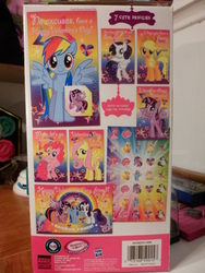 Size: 2736x3648 | Tagged: safe, applejack, fluttershy, pinkie pie, rainbow dash, rarity, twilight sparkle, alicorn, pony, g4, card, female, glitter, hearts and hooves day, mane six, mare, merchandise, special face, sticker, twilight sparkle (alicorn), valentine's day