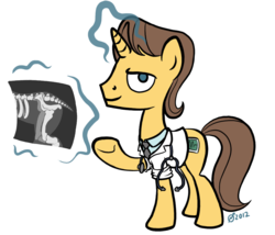 Size: 1011x866 | Tagged: dead source, safe, artist:derkrazykraut, doctor horse, doctor stable, pony, unicorn, g4, magic, male, solo, stallion, telekinesis, x-ray, x-ray picture