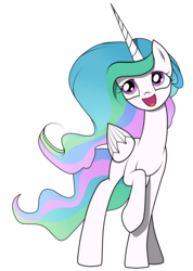 Size: 7110x10000 | Tagged: safe, artist:amorecadenza, artist:kp-shadowsquirrel, princess celestia, alicorn, pony, g4, absurd resolution, cute, cutelestia, female, mare, missing accessory, raised hoof, simple background, solo, transparent background