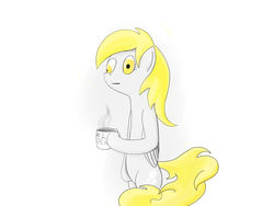 Size: 1600x1200 | Tagged: safe, artist:d3rppony, derpy hooves, pegasus, pony, g4, coffee, female, mare, solo, surprised