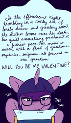 Size: 875x1509 | Tagged: safe, artist:pixel-prism, twilight sparkle, g4, bronybait, female, glasses, hearts and hooves day, solo, valentine, valentine's day, writing