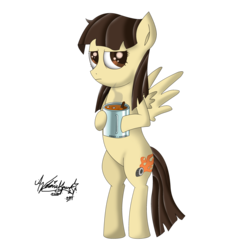 Size: 4000x4000 | Tagged: safe, artist:zsparkonequus, wild fire, pegasus, pony, g4, angry, coffee, female, flying, mare, mug, simple background, solo, transparent background, wild fire is not amused
