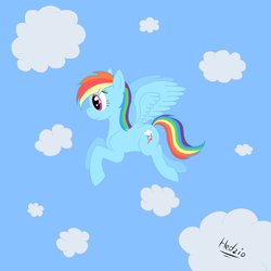 Size: 894x894 | Tagged: safe, artist:headcrabik, rainbow dash, g4, female, flying, solo