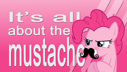 Size: 1191x670 | Tagged: safe, artist:jackos92, artist:xris777, pinkie pie, g4, female, moustache, solo, text