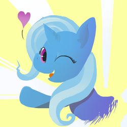 Size: 750x750 | Tagged: safe, artist:science mango, trixie, pony, unicorn, g4, female, heart, mare, solo, wink