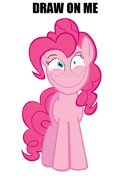 Size: 749x1024 | Tagged: safe, artist:supmandude, pinkie pie, g4, draw on me, exploitable meme, female, meme, solo