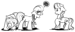 Size: 1100x474 | Tagged: safe, artist:xioade, diamond tiara, silver spoon, sweetie belle, g4, monochrome