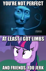 Size: 450x696 | Tagged: safe, twilight sparkle, g4, courage the cowardly dog, crossover, image macro, meme, musical instrument, shut up hannibal, trumpet, you're not perfect