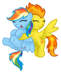 Size: 1280x1563 | Tagged: safe, artist:aleximusprime, rainbow dash, spitfire, pegasus, pony, g4, duo, duo female, female, friendshipping, hug, mare, not shipping, simple background, spread wings, transparent background, wings
