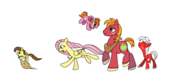 Size: 4200x1800 | Tagged: safe, artist:pampoke, big macintosh, fluttershy, oc, oc:lacey rose, oc:pink lady, oc:sugar apple, earth pony, pegasus, pony, g4, baby, baby pony, colt, female, filly, male, offspring, parent:big macintosh, parent:fluttershy, parents:fluttermac, ship:fluttermac, shipping, simple background, stallion, straight, transparent background