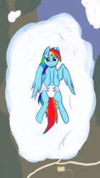 Size: 1080x1920 | Tagged: safe, artist:rainbows-secret, rainbow dash, g4, cloud, diaper, female, looking at you, non-baby in diaper, sky, solo