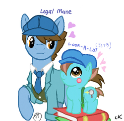 Size: 400x389 | Tagged: safe, artist:ponjii, book, clothes, filly, hat, ponified, professor layton