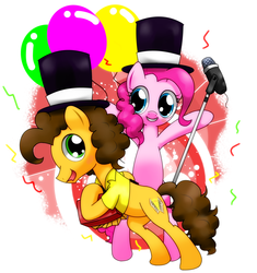 Size: 1200x1275 | Tagged: safe, artist:hoyeechun, cheese sandwich, pinkie pie, g4, female, male, ship:cheesepie, shipping, straight