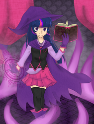 Size: 1153x1529 | Tagged: safe, artist:eliizadesu, twilight sparkle, human, g4, female, humanized, light skin, magic, solo, wizard