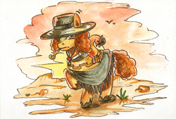 Size: 1182x800 | Tagged: safe, artist:lexx2dot0, boneless, cheese sandwich, g4, clothes, hat, male, markers, mixed media, party horn, poncho, solo, traditional art, watercolor painting